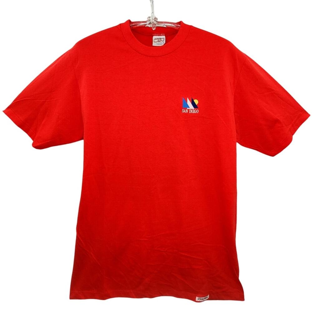 Vintage San Diego Embroidered Tee Crazy Shirts Single Stitch Red‎ 90s Graphic